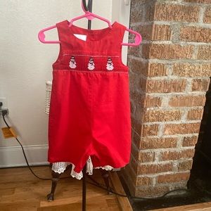 Smocked Infant Boys Christmas Jon Jon size 12 months